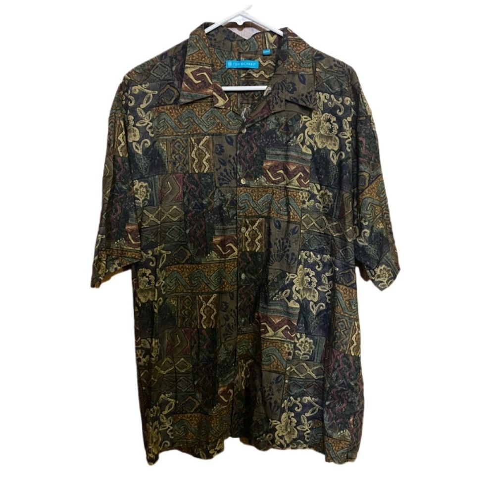 Tori Richard Men’s Aztec Print 100% Cotton Lawn Short Sleeve Shirt Sz 2XL